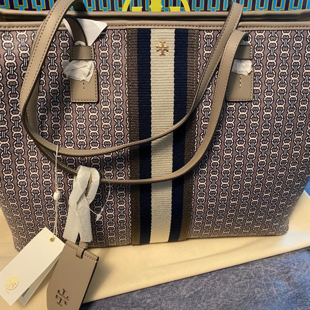 NWT! Tory Burch Gemini Link Gray Heron Tote